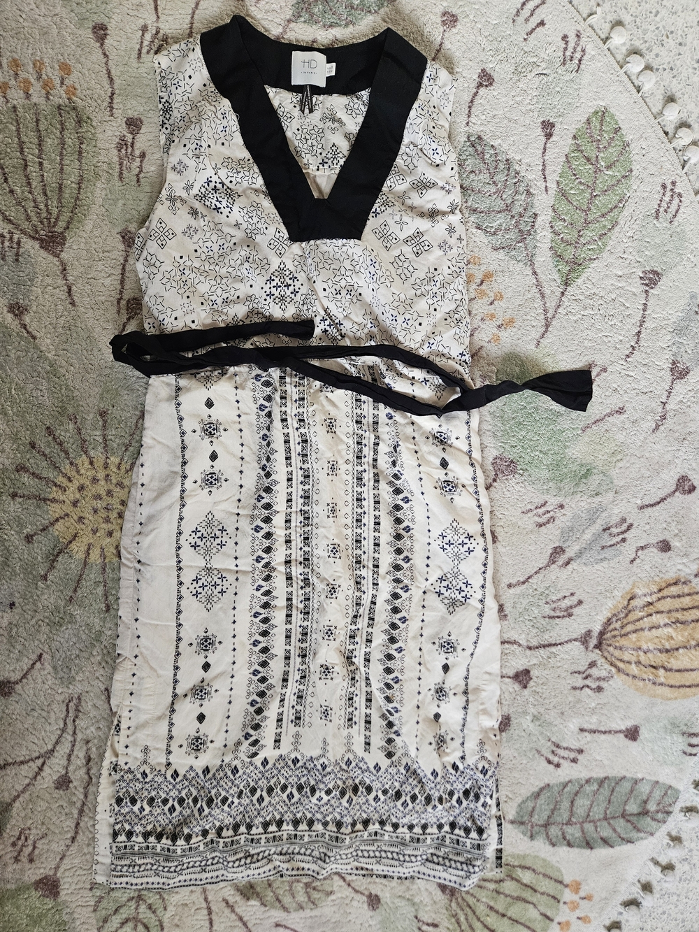 HD in Paris By Anthropologie Black & White Sleeveless Patterned Dress